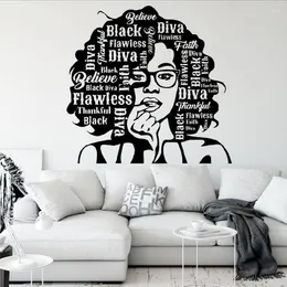 Adesivos de parede Afro Girl Art Forte Bela Beleza Decoração Mulheres Africanas Decalque Abençoado Quarto Presentes Seus Decalques A906