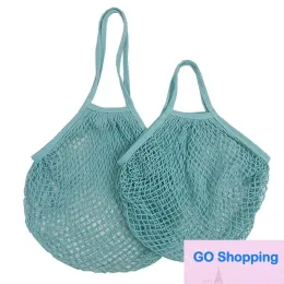Mesh Bags Washable Cotton Grocery Net String shoppingväska Eco Market Tote för fruktgrönsak Portabla korta och långa handtag
