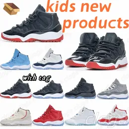 Cherry Kids Shoes 11s Jumpman Youth Shoil Brand Bred Legend Blue Cool Gray Platinum Tint 25th Anniversary Size 25-35 SJE#2DLOT#