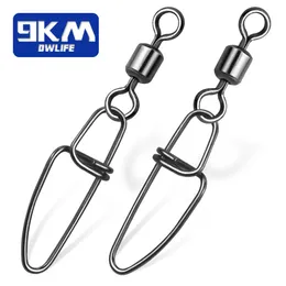 Fiskekrokar knäppa svivar saltvatten tackla kattfiskeutrustning Interlock Hook Lure Connector Barrel Clip Swivel 230912