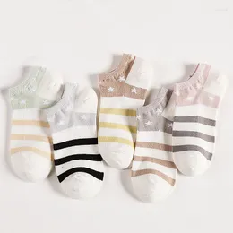 女性ソックスHSSブランドコットンサマークールマックスストライプhommes chaussettes Invisibles足首ドレスソッケン