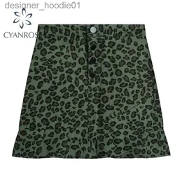 Röcke Streetwear Leopard Gedruckt Crop Denim Rock Frauen Sommer Hohe Taille Rüschen A-Line Casual Harajuku Y2K Mini Röcke Dame 210515 L230912