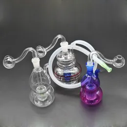 Atacado Mini Beaker Bong Oil Rigs Hookahs Tubulações de Água Acessórios para Fumar Bongos de Água de Vidro Shisha Ashcatcher com 10mm Masculino Tubo de Queimador de Óleo de Vidro