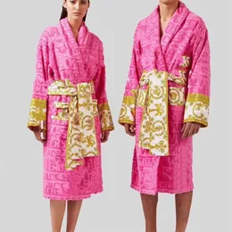 Bath Robe Designer Long Hoodie Lovers Couples Longstyle Luxury European Printing Bright 100% Cotton Luxurious Par Bathrobe Whol305V