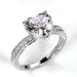 Anello da donna di design lussuoso e squisito anello nuziale con AAA a forma di cuore in cristallo rosa lucido con zircone, anello solitario con gioielli di moda