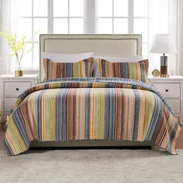 Katy Stripe 100 Cotton Quilt and Pillow Sham Set, 2-Piece Twin For Adults
