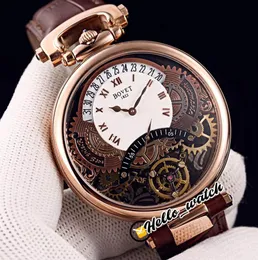 46mm Bovet 1822 Tourbillon Amadeo Fleurie Watches Quartz Mens Watch Rose Gold Case Brown Leather Strap HWBT HelloWatch7841507