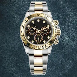 Mens Classic Watch 40mm Dial 116500LN Panda Dayton Watch Automatisk Timing Code Watch Mechanical Sapphire Glass Watch rostfritt stål Vattentät lyxklocka