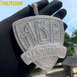 Pendant Necklaces Iced Out Bling CZ Letter ABP Pendant Necklace Full Cubic Zirconia All Bout Paper Badge Charm Men Fashion Hip Hop Jewelry 230911