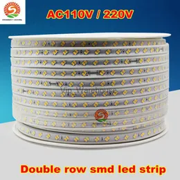 LED Strips 50m 110v 220v double row smd 5630 5730 3014 2835 led strips fita led strip light waterproof flexible ribbon rope white/warm white HKD230912