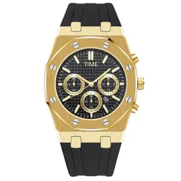 2021 Nuevo reloj de negocios de oro para hombres Moda Caballeros Relojes de lujo Reloj de pulsera de cuarzo automático de silicona negra Reloj masculino plateado who287b