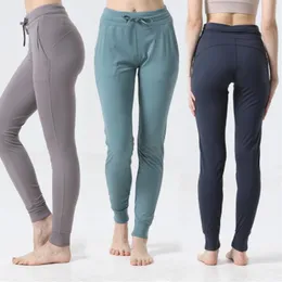 Cintura alta calças de yoga esporte feminino calças de secagem rápida cordão roupas esportivas mulher ginásio esportes casual solto fitness runn2464