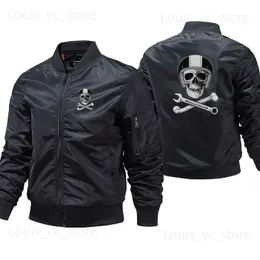 Men's Jackets Motorcycle With Skull Helmet Wrench Biker Cafe Racer Skull Thick Winter Military Motorcycle Jackets Men Bomber Jacket Men T230912