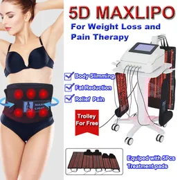 Máquina Lipolaser para perda de peso, anticelulite, corpo portátil, redução de gordura, modelagem corporal, luz laser vermelha, equipamento de terapia de dor com 5 almofadas de tratamento