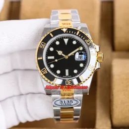 Часы CLean Factory, 40 мм, сталь 904L, калибр 3135, автоматические мужские часы, керамический безель, черный циферблат, двухцветный браслет из 904L золота 18 карат, мужские наручные часы
