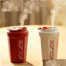 Humidifiers Desktop Coke Cup Air Humidifier Usb Aroma Oil Diffuser Home Office Mist Maker Sprayer Hine 400Ml Purifieir With Lamp Light Dhu65