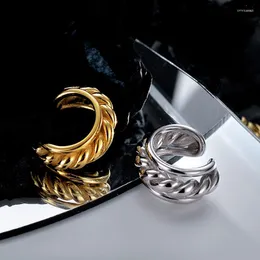 Pendientes traseros joyas auténticas E5119 Edición coreana Simple pequeño público S925 plata esterlina hueco cordón trenzado Clip