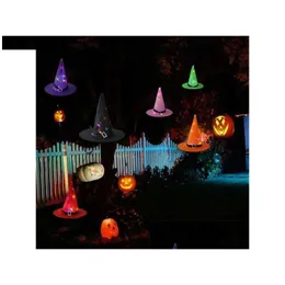 Andra festliga festförsörjningar meidding halloween dekoration för hemträdgård häxhattljus ledande glödande dekor utomhus y0730 droppe dhrhg
