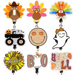 5 szt./Lot Fashion Key Pierścienie Mix Święto Dziękczynienia Halloween Acryl Roleń do dekoracji Dyphin Duch Turkey Polecka Akcesoria do pracy