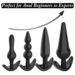 Vibrators 4Pcs Lot Silicone Butt Plug Male Anus Prostata Massager Anal Bead Dilator Sex Toy For Women Gay Erotic Enema Beads 230911