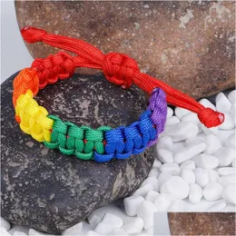 Cuff Beautif Adjustable Rainbow Paracord Bracelets Jewelry For Gift Drop Delivery Dhfpo