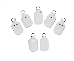 Portachiavi in neoprene per mini coperchio bottiglia disinfettante per le mani da 30 ml Colore bianco Supporto per burro di cacao a forma rettangolare DB549