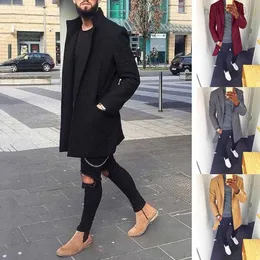 Trench da uomo e giacca invernale con risvolto casual alla moda pigra lunga di lana