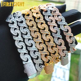 Collares colgantes Dos tonos Color oro rosa 12 mm 5A CZ Infinity Miami Collar de cadena cubana Iced Out Bling Zircon Hip Hop Hombres Mujeres Joyería 230911