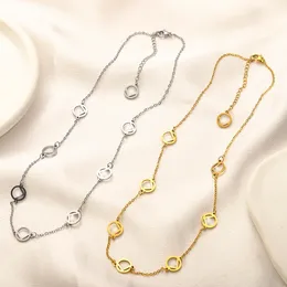 Designer-Anhänger-Halsketten, luxuriöse Damen-Halsketten mit 18 Karat Gold vergoldet, versilberter Edelstahl, runde Marken-F-Buchstaben, Choker-Ketten-Anhänger-Halskette, Schmuckzubehör
