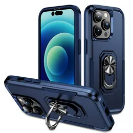 Novo design de capa de telefone para iPhone 15 14 13 12 11 Pro Max XR XS Max 8 Plus 7 Plus Heavy Duty Soft TPU Material plástico rígido Caso à prova de choque com suporte de anel Kickstand