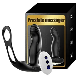 Vibratorer manliga prostata massage vibrator anal plug trådlös kontroll slitage uppvärmning stimulera massager fördröjning penis ring sexleksaker för män 230911