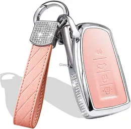 Bilnyckel Muekzru lämplig för Lexus Keychain Sparkling Crystal Zinc Metal Keychain Key Case Lämplig för Rx ES GS LS NX RS GX LX RC LC Pink C230912