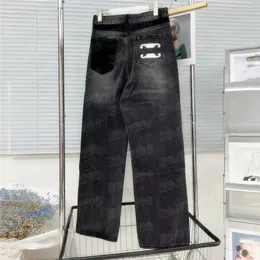 Broderad designer denim byxor för kvinnor mode casual jeans hög midja rak benbyxor