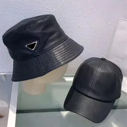 Luxurys Designers PU Leather Baseball Caps Women Autumn Bucket Hats Black Thread Fitted Fedora Men Fashion Fisherman Sunbonnet Ball Cap