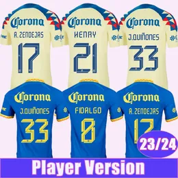 23 24 Mexico America Player Version Soccer Jerseys HENRY J. QUINONES K. ALVAREZ B. RODRIGUEZ FIDALGO D. VALDES RODRIGUEZ ARAUJO A. ZENDEJAS Football Shirt