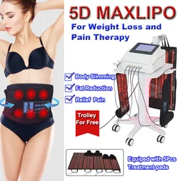 Lipolaser-Maschine, Anti-Cellulite-Körperfest, professioneller Laser Slim 5D Maxlipo, Gewichtsverlust, Fett, reduziert Salon, Heimgebrauch, Schmerztherapie-Ausrüstung mit 5 Behandlungspads