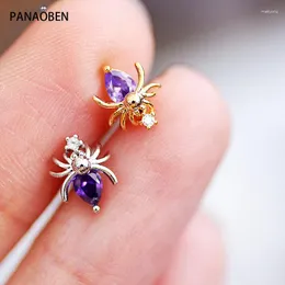 Brincos de garanhão panaoben 925 prata esterlina para mulheres coreano punk requintado zircão inseto aranha mini piercing brincos jóias