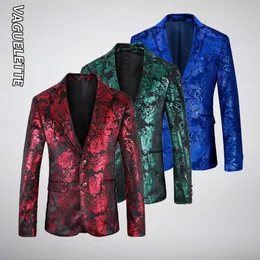 Men's Suits Blazers VAGUELETTE Luxury Gold Blazer Men Floral Jackets Coat Elegant Wedding Men's Blazer Stage Wear 230912