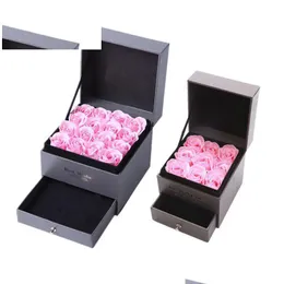 Party Favor Soap Flower Jewelry Box Set Artificial Rose Romantic Valentines Day Mothers Festival Creative High Grade Gift DBC Drop Del Dhwje