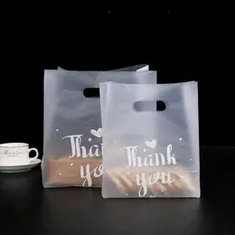 50pcs شكرا لك حقيبة الخبز البلاستيكية حلوى الكعكة هدية حقيبة حفل زفاف لصالح الوجبات الجاهزة الشفافة تغليف أكياس التسوق y0712217s