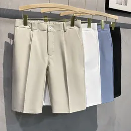 Shorts pour hommes 2023 été coton couleur unie hommes de haute qualité décontracté bouton d'affaires social taille élastique mâle U152