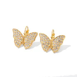 Stainless Steel Zircon Diamond Butterfly Shap Pendant Earrings Gold Filled Stud Earrings Butterfly