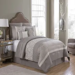 Arcadia 8-stycken Taupe Floral Polyester Comporter Set, för vuxna högkvalitativa hudvänliga sängkläder