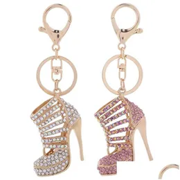 Keychains Lanyards Crystal High Heels skor Key Chains Rings Shoe Pendant Car Bag Keyrings For Women Girl Gift Drop Delivery Fashion A DHIW7