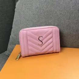 Lyxig liten blixtlås Wallet Womans Designer Short Business Clutch Bag Real Leather Credit Card Holder Stora kapacitet myntväska handväska med låda grossist