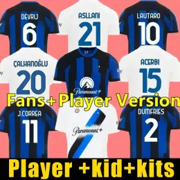 23 24 Lukaku Soccer Jersey Barella Inters Dzeko Milans Lautaro Vidal J. Correa 23 24 Football Shirt Calhanoglu Gagliardini Men Kit Yellow 3rd equipment