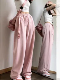 Spodnie damskie kpop y2k różowe workowate breski dresowe kobiety hipisowe streetwear duże sporty swobodne solidne szerokie spodnie harajuku