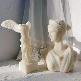 Samothrac Winged Victory Candle Mold Greek Statue Goddess Silicone Angel Figurskulptur Konst Vaxljus Mögel 220531198Y