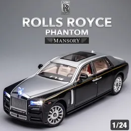 Литая под давлением модель 1 24 Rolls Royce Phantom из цинкового сплава, игрушка с имитацией откатного лимузина, металлический автомобиль для детей, коллекция подарков 230912