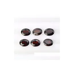 Lösa ädelstenar 50st/Lot Hine Cut Facet Oval Shape 4x3-7x5mm Gemstone Chinese Natural Garnet Stone för smycken Making Drop D Dhgarden Dhjch